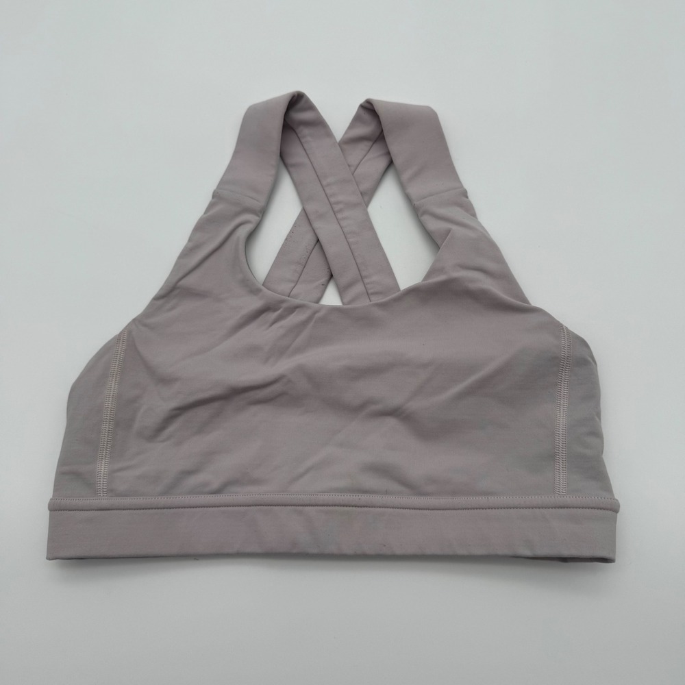 Lululemon Energy Bra Grey Purple Cross Back Sports Bra Size 6